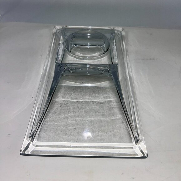 Nambe Crystal Planar Bowl 7"X13" Large Modernist Arched Centerpiece Elegant Vase - Picture 9 of 16